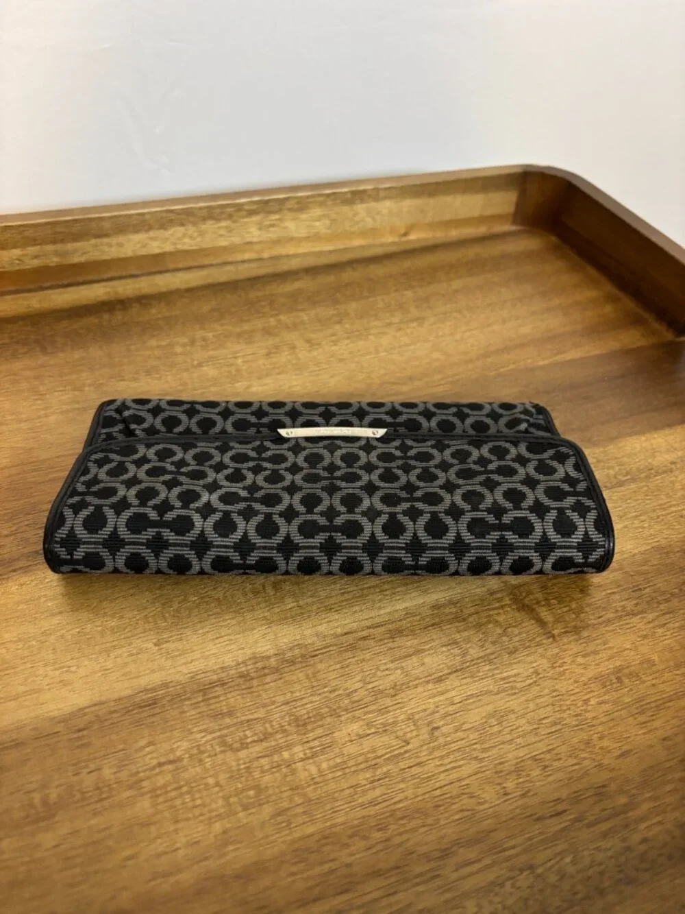 Coach Madison Op Art Signature C Black Gray Slim Envelope Wallet